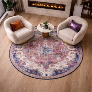 שטיח מרטין כביס ונגד החלקה לסלון - עגול דגם 5