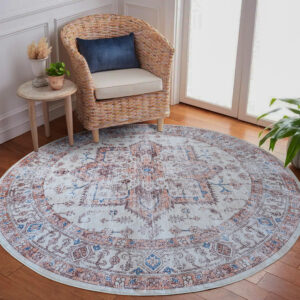 שטיח מרטין כביס ונגד החלקה לסלון - עגול דגם 8