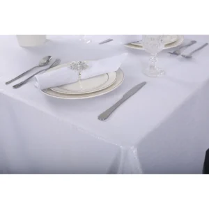 מארז רנר, מפיות ומפת שולחן אמילי - לבן כסף