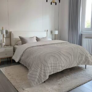 שמיכת פוך ג'קארד עם פרוות מינק מפנקת בלייק - אבן