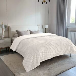 שמיכת פוך ג'קארד עם פרוות מינק מפנקת בלייק - שמנת