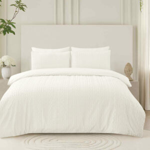 סט מצעים ג'קארד סאטן אל קמט חואן - שמנת