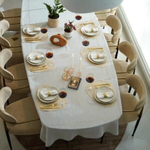 מפת שולחן גקארד דמוי פשתן אבישג - שמנת אבן