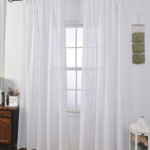 וילון דמוי פשתן השחלה לידור - לבן