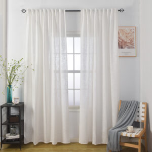 וילון דמוי פשתן השחלה לידור - שמנת