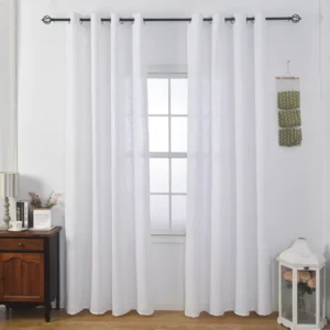 וילון דמוי פשתן  רינגים לינס - לבן