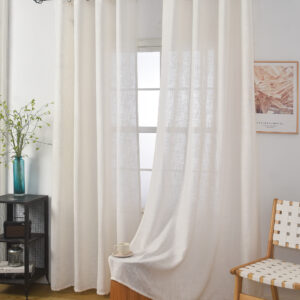 וילון דמוי פשתן  רינגים לינס - שמנת