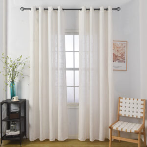 וילון דמוי פשתן  רינגים לינס - שמנת