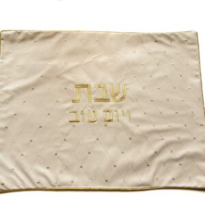 כיסוי חלה קטיפה דגם אציל - שמנת זהב