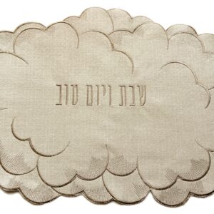 כיסוי חלה דמוי פשתן דגם גפן - שמנת קפה